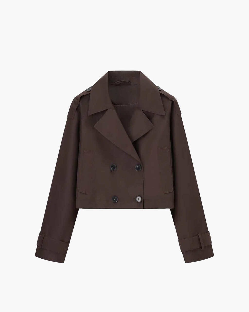 Janice Women's Cropped Trench Coat - Double-Breasted Structured Jacket - Image 7