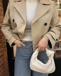 Janice Women's Cropped Trench Coat - Double-Breasted Structured Jacket - Image 4