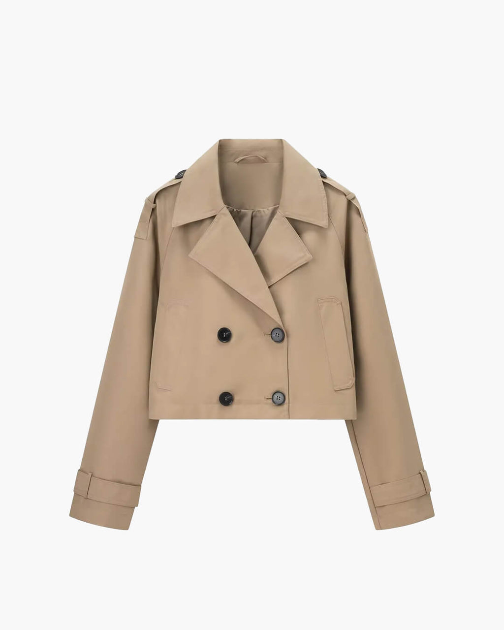 Janice Women's Cropped Trench Coat - Double-Breasted Structured Jacket