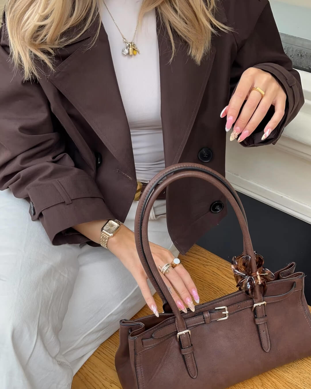 Janice Women's Cropped Trench Coat - Double-Breasted Structured Jacket - Image 8