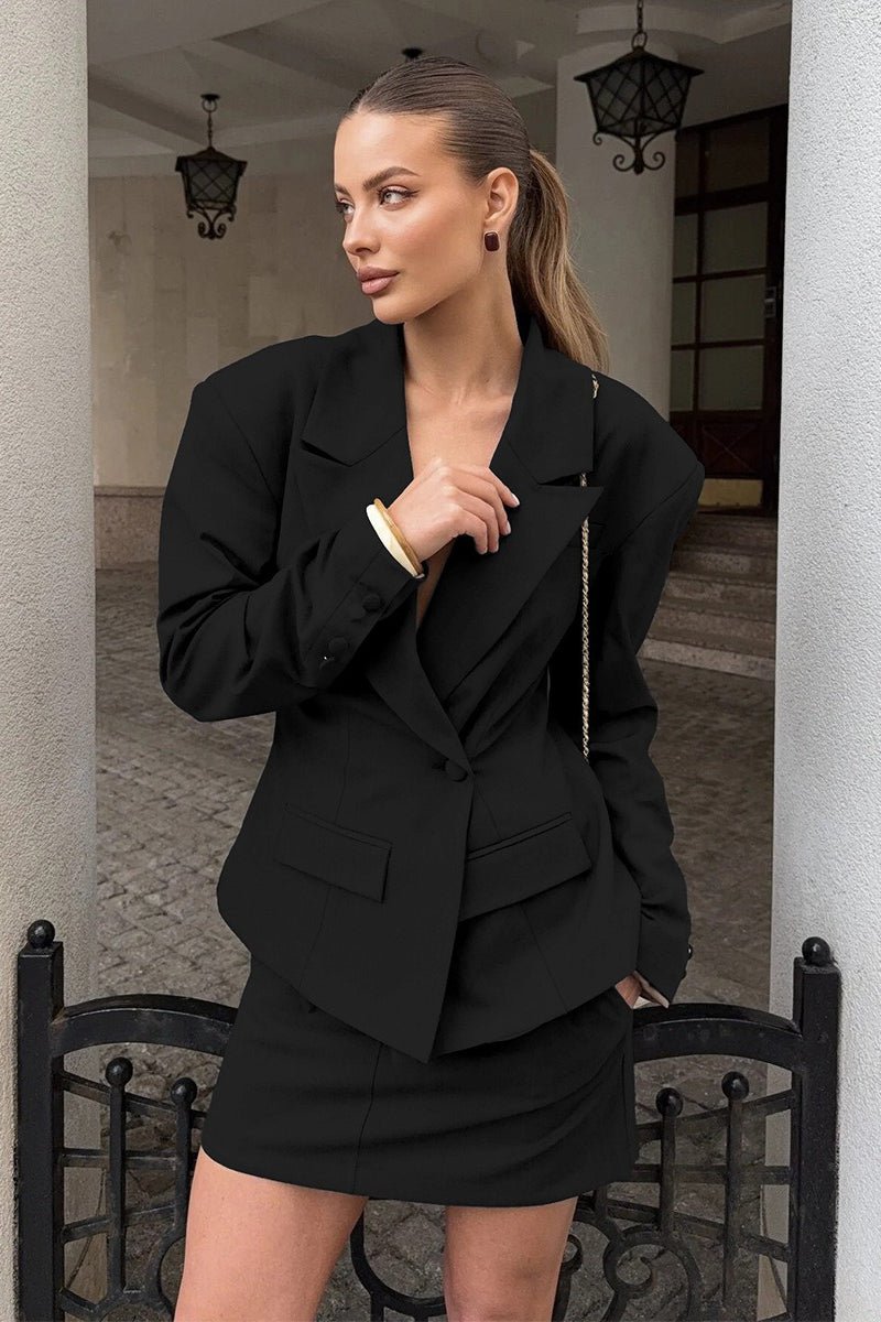 Janna Single-Button Blazer with Scarf Collar - Women's Fall and Winter Outerwear - Image 6