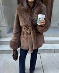 Jessa Faux Fur Trim Coat - Women's Fall and Winter Outerwear - Image 2