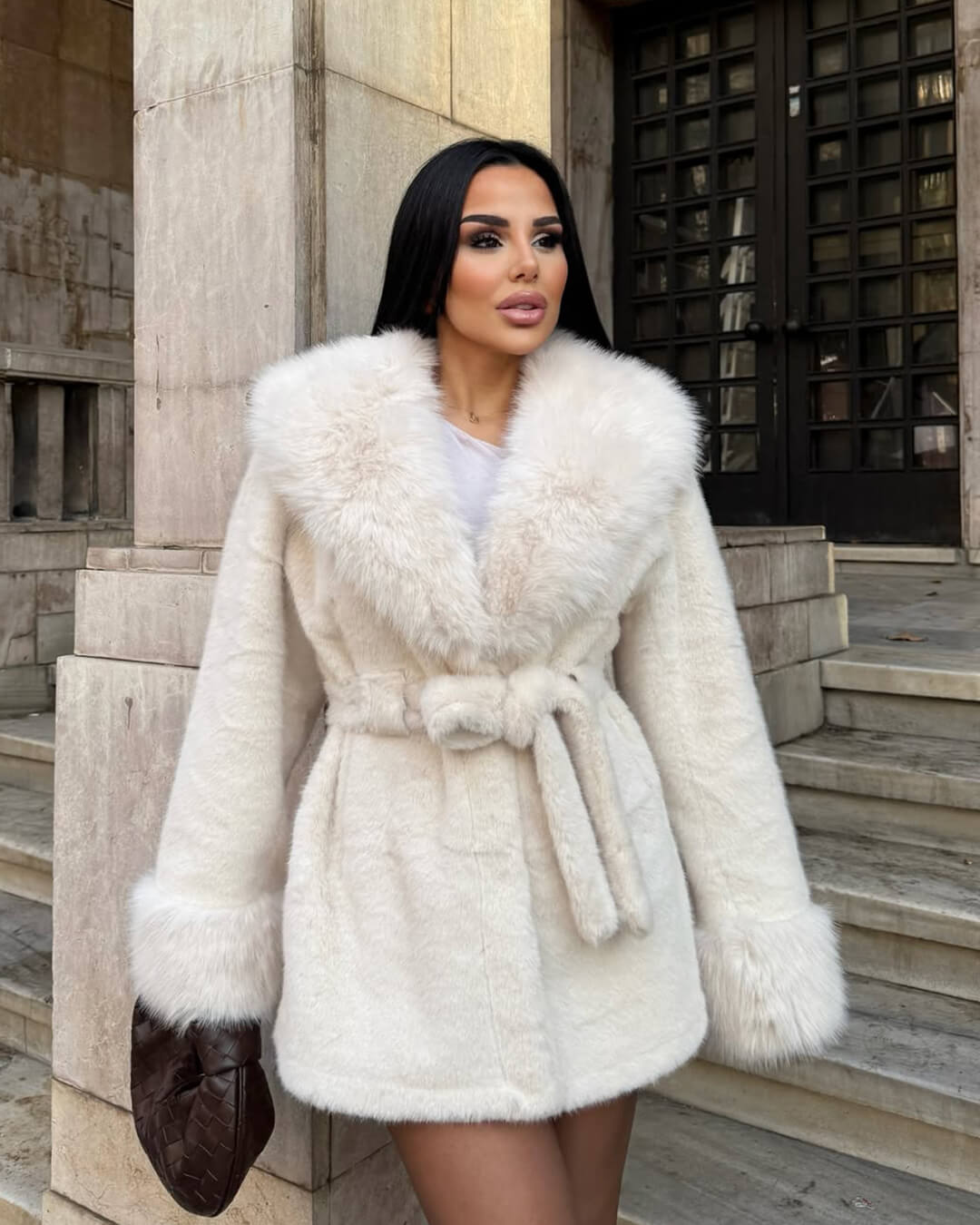 Jessa Faux Fur Trim Coat - Women's Fall and Winter Outerwear - Image 10