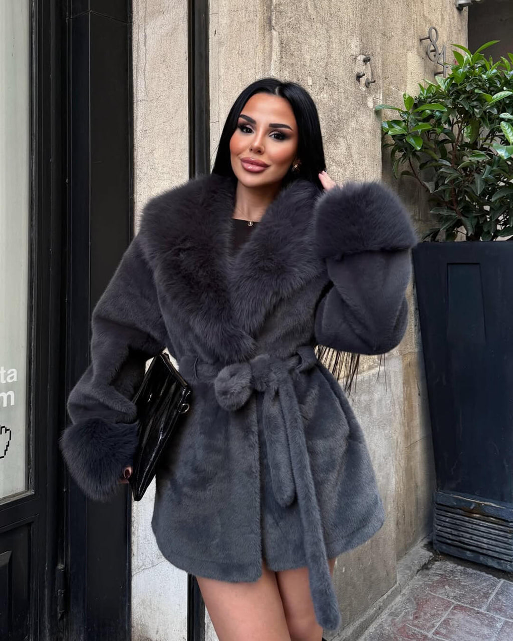 Jessa Faux Fur Trim Coat - Women's Fall and Winter Outerwear - Image 14