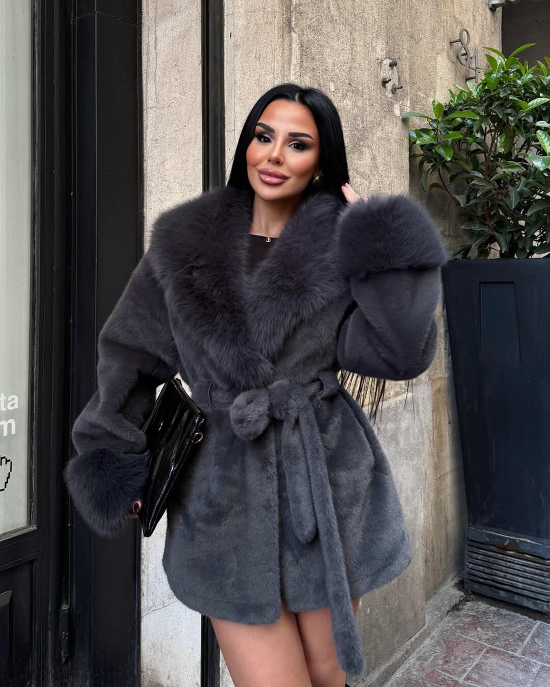 Jessa Faux Fur Trim Coat - Women's Fall and Winter Outerwear - Image 14