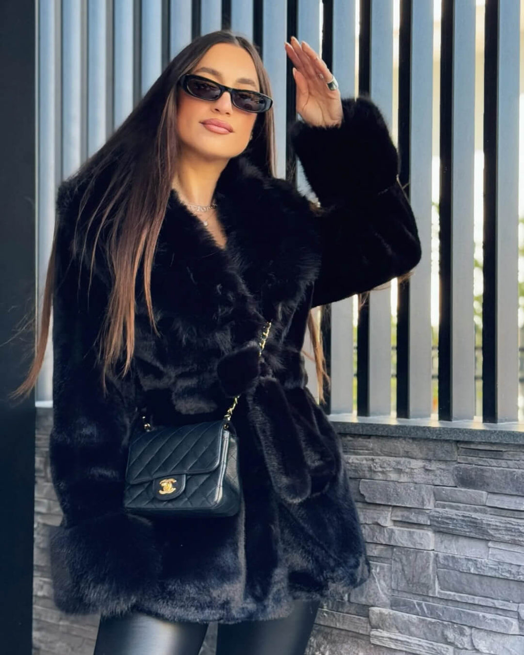 Jessa Faux Fur Trim Coat - Women's Fall and Winter Outerwear - Image 15