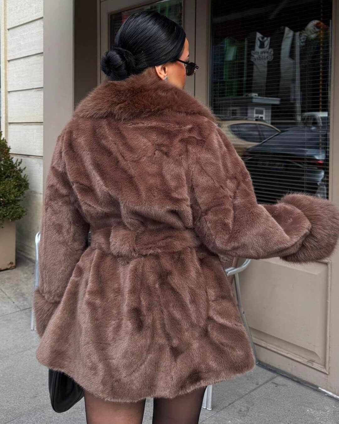 Jessa Faux Fur Trim Coat - Women's Fall and Winter Outerwear - Image 3