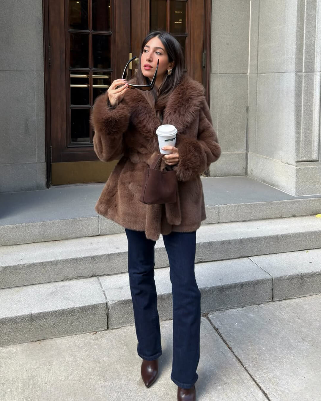 Jessa Faux Fur Trim Coat - Women's Fall and Winter Outerwear - Image 4