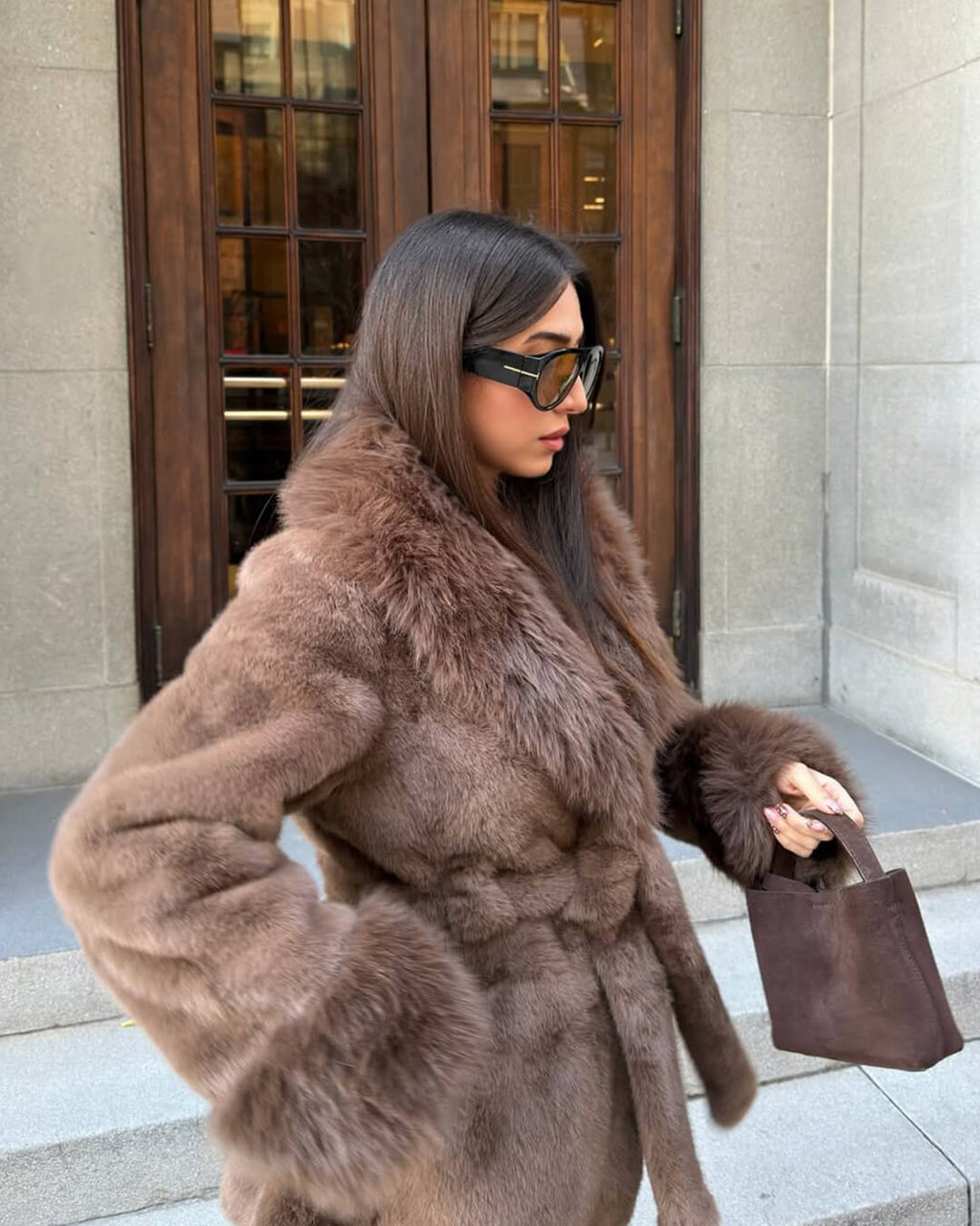 Jessa Faux Fur Trim Coat - Women's Fall and Winter Outerwear - Image 7