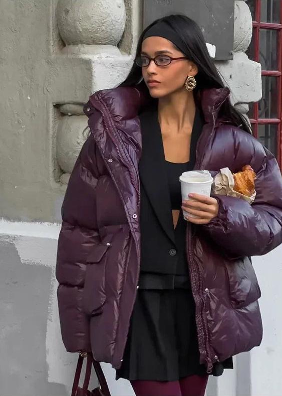 Jillian Glossy Puffer Jacket - Women's Fall and Winter Outerwear - Image 2