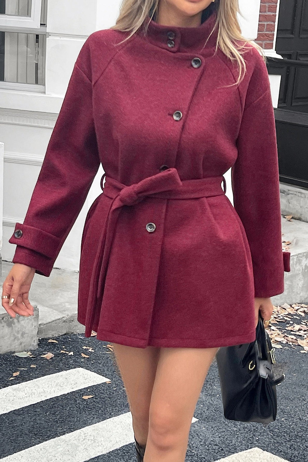 Jolina Belted Sweater Coat - Structured Knit Coat for Everyday Layering - Image 8
