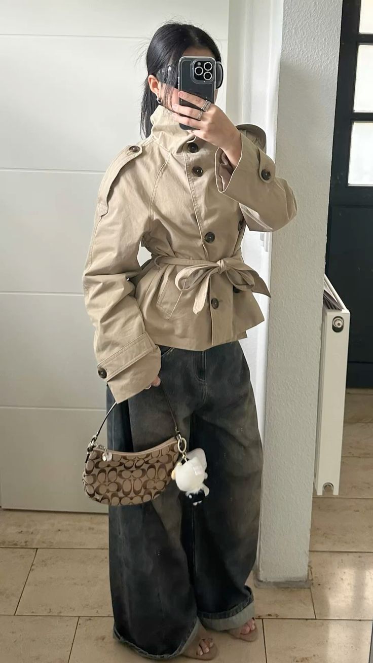 Kara Stand Collar Crop Trenchcoat - Women's Fall and Winter Outerwear - Image 8