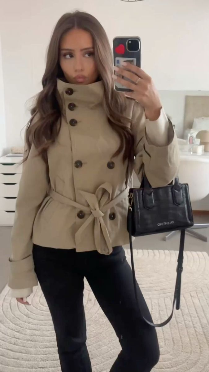 Kara Stand Collar Crop Trenchcoat - Women's Fall and Winter Outerwear - Image 7