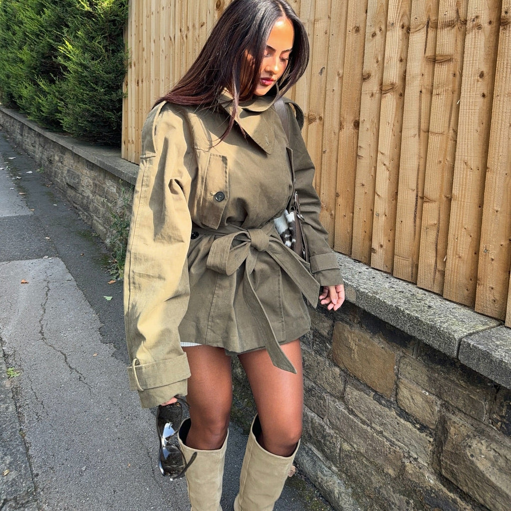 Kendra Belted Windbreaker Jacket - Women's Fall and Winter Outerwear - Image 2