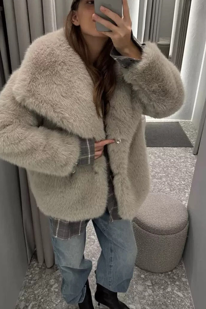 Krista Faux Fur Jacket - Women's Fall and Winter Outerwear - Image 6