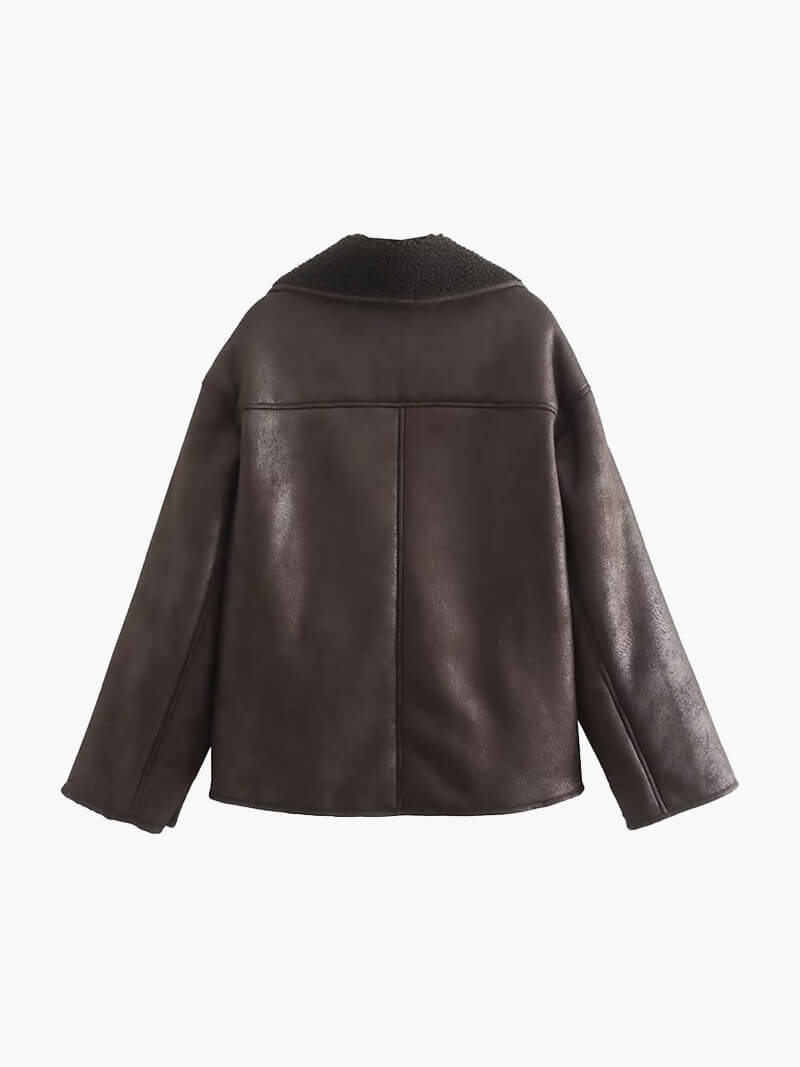 Laila Faux Leather Jacket - Women's Fall and Winter Outerwear - Image 12