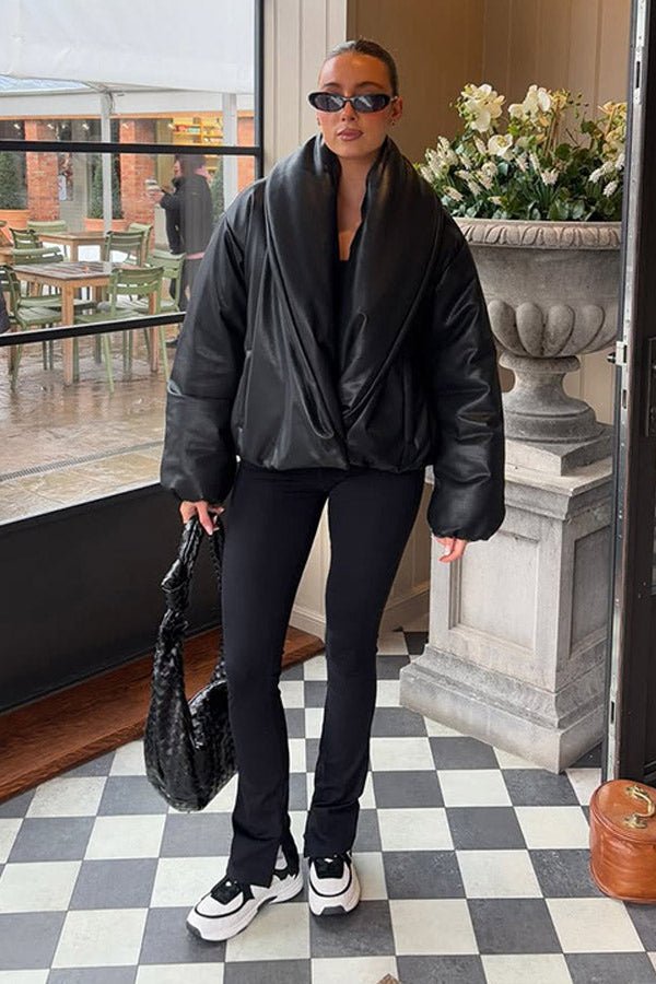 Lara Lapel Leather Jacket - Women's Fall and Winter Outerwear - Image 4