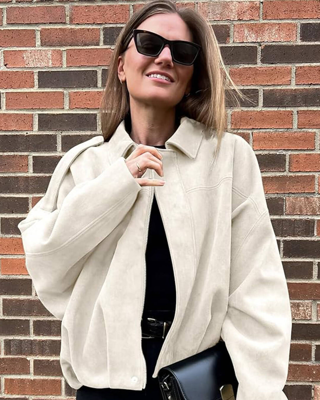 Katherine Women's Suede Bomber Jacket - Soft Suede-Finish Spring Layer - Image 9