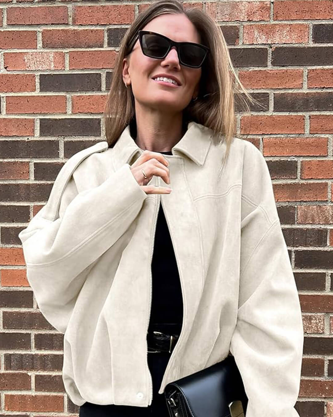 Katherine Women's Suede Bomber Jacket - Soft Suede-Finish Spring Layer - Image 9