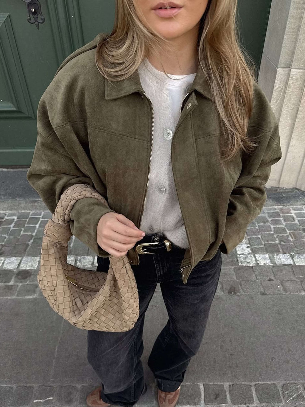 Katherine Women's Suede Bomber Jacket - Soft Suede-Finish Spring Layer - Image 2