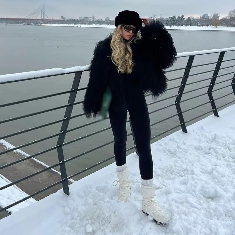 Liza Fuzzy Faux Fur Coat - Soft Winter Outerwear Jacket - Image 5