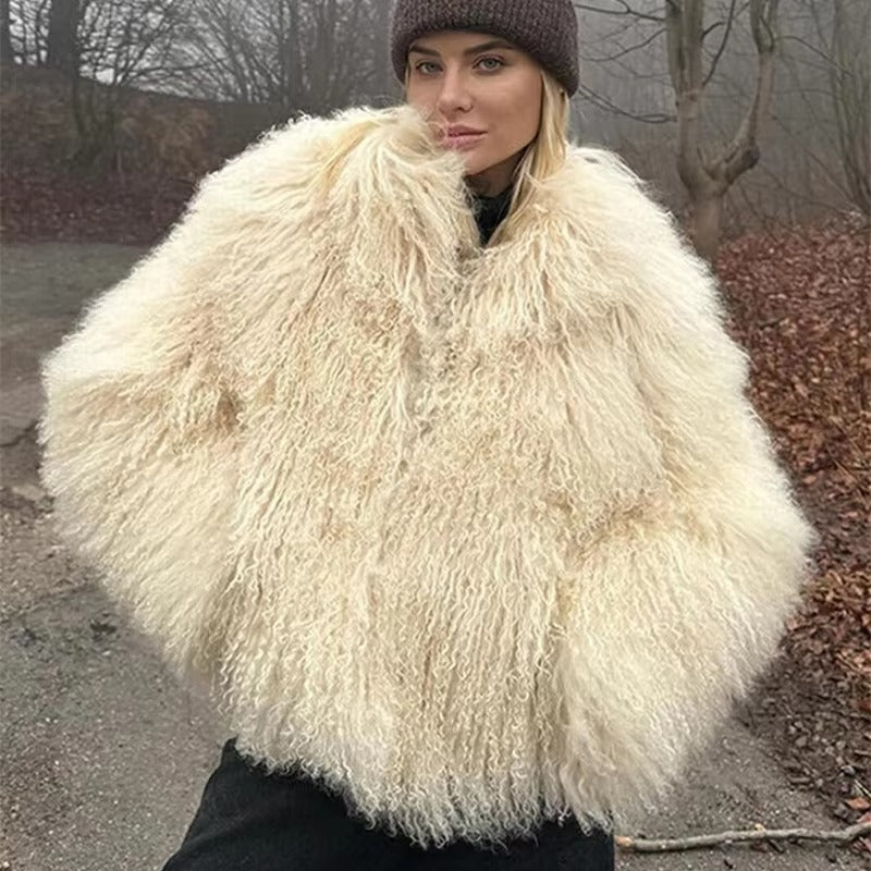 Liza Fuzzy Faux Fur Coat - Soft Winter Outerwear Jacket - Image 3