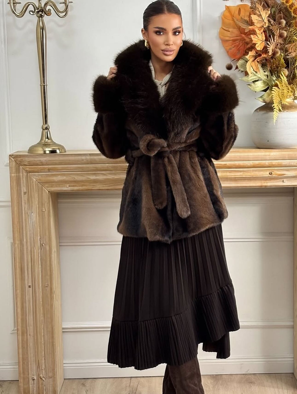 Louise Faux Fur Coat - Women's Fall and Winter Outerwear - Image 3