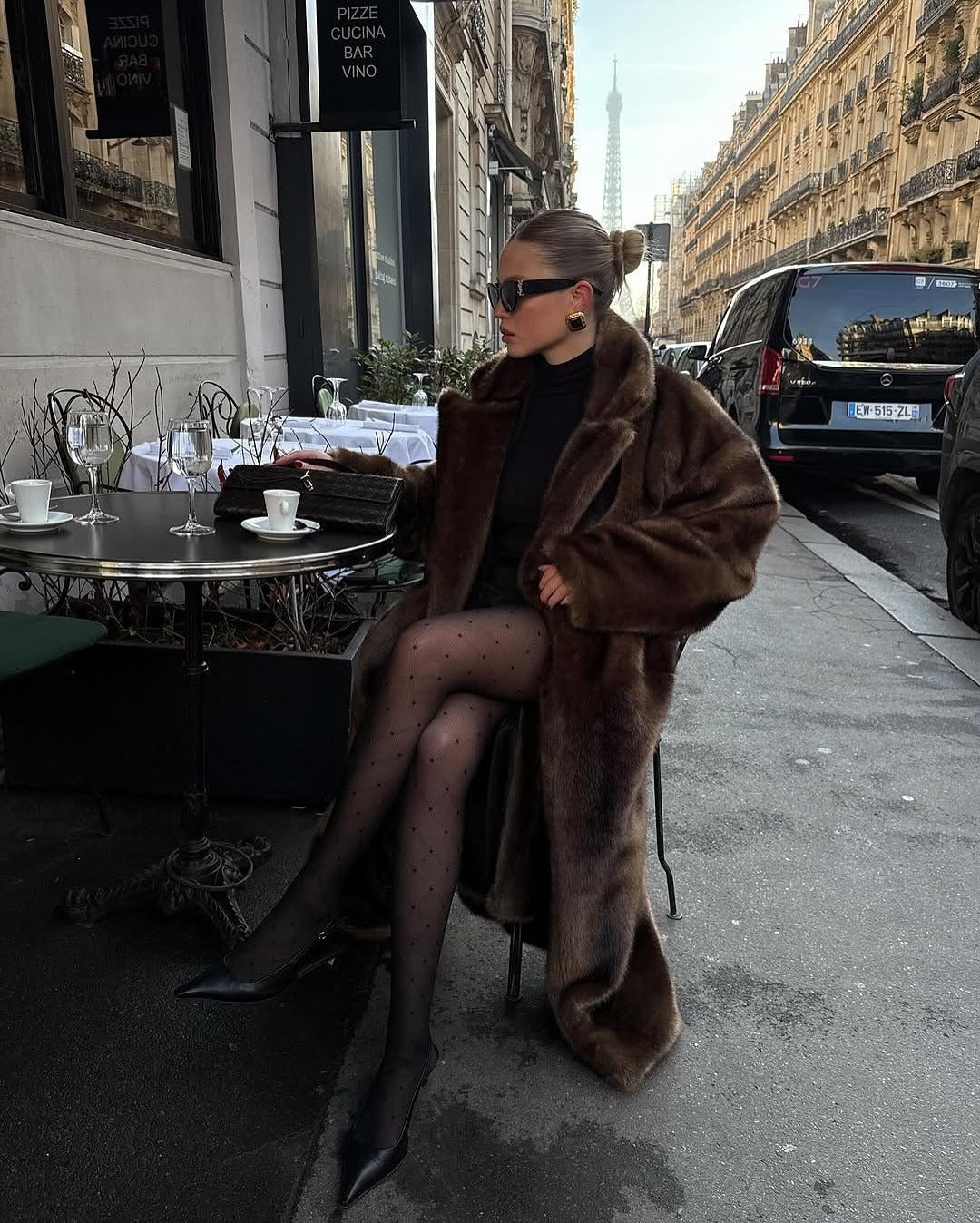Lucie Women's Brown Faux Fur Maxi Coat - Long Winter Coat - Image 3