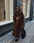 Lucie Women's Brown Faux Fur Maxi Coat - Long Winter Coat - Image 4