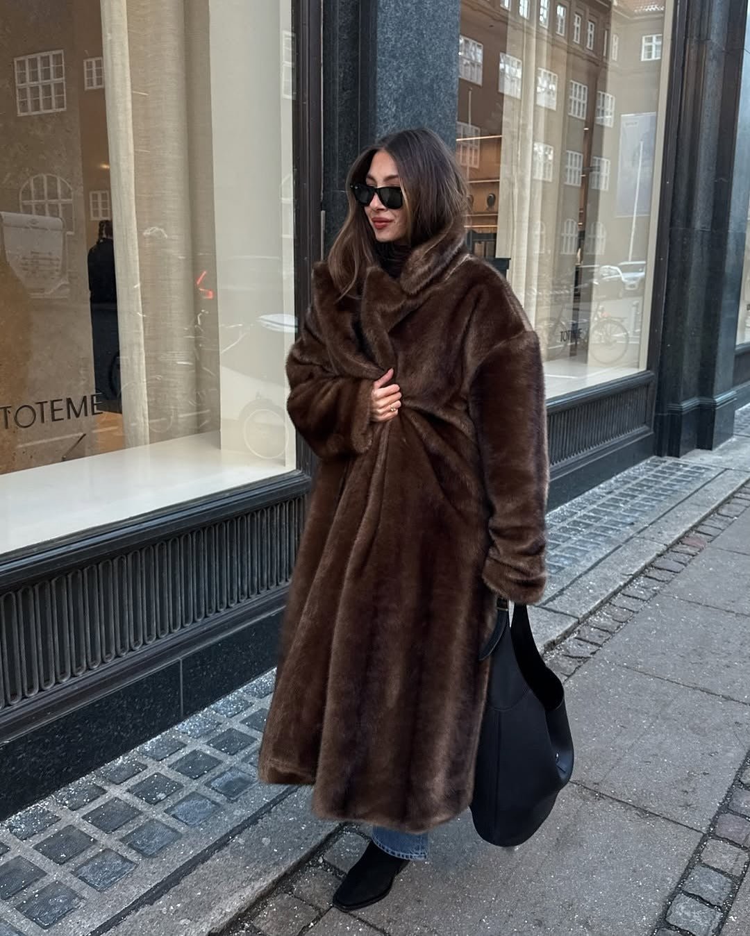 Lucie Women's Brown Faux Fur Maxi Coat - Long Winter Coat - Image 4