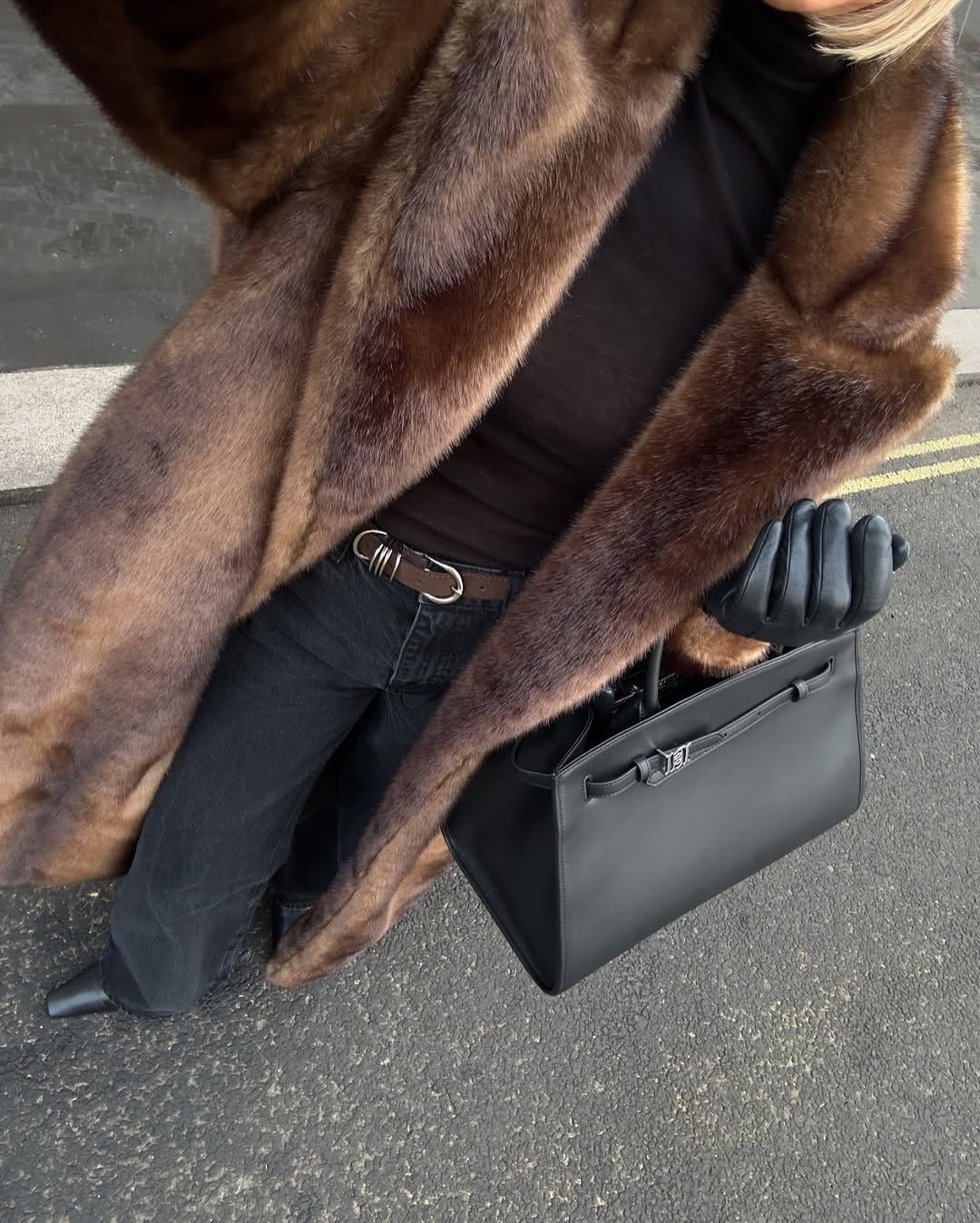 Lucie Women's Brown Faux Fur Maxi Coat - Long Winter Coat - Image 2