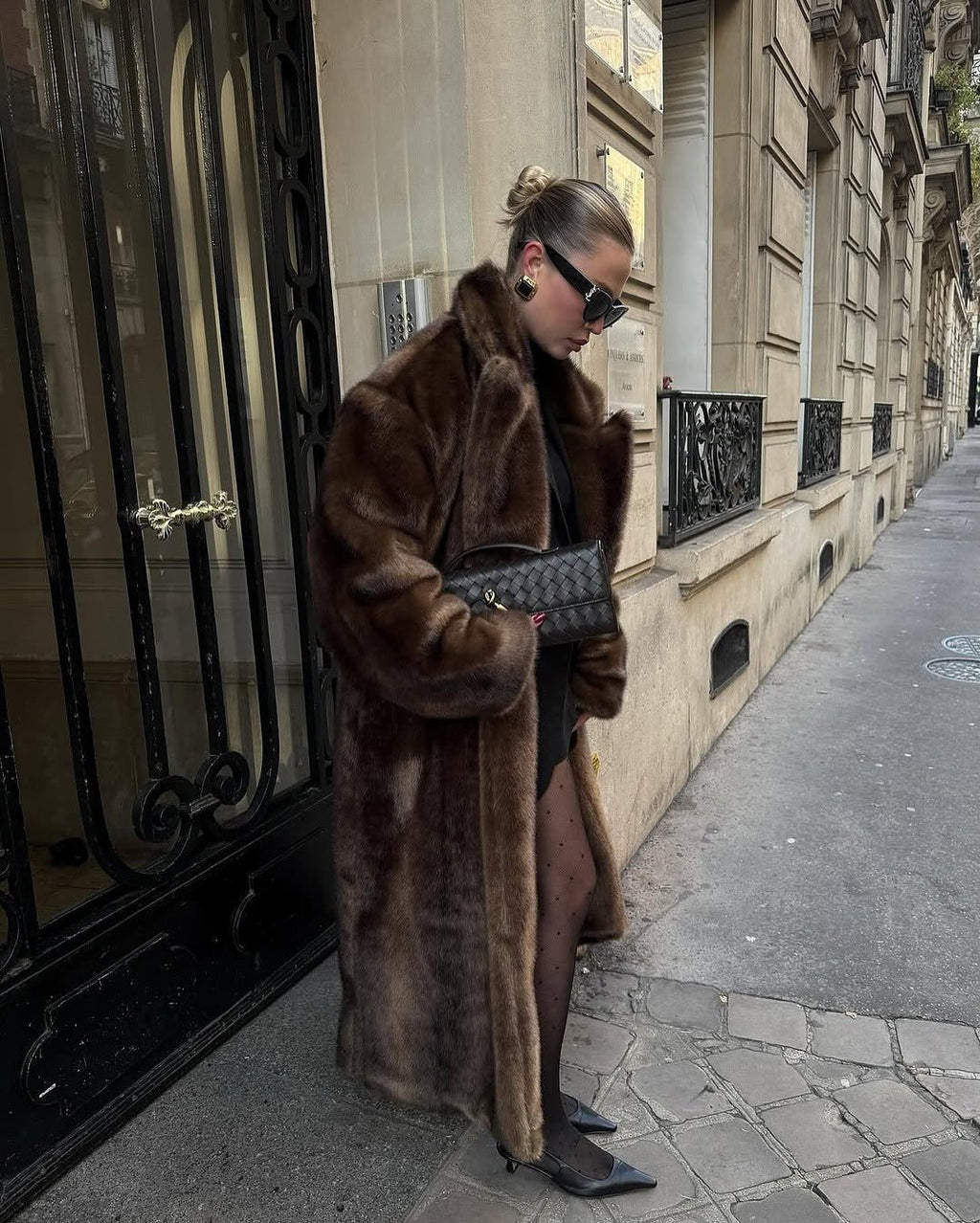 Lucie Women's Brown Faux Fur Maxi Coat - Long Winter Coat