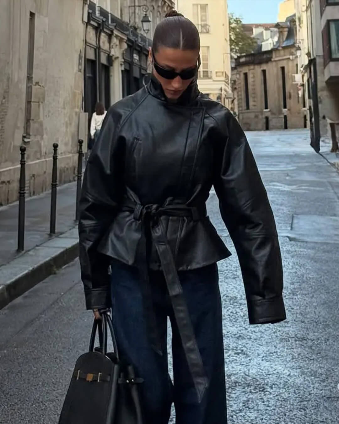 Maggie Faux Leather Motorcycle Jacket - Women's Fall and Winter Outerwear - Image 2