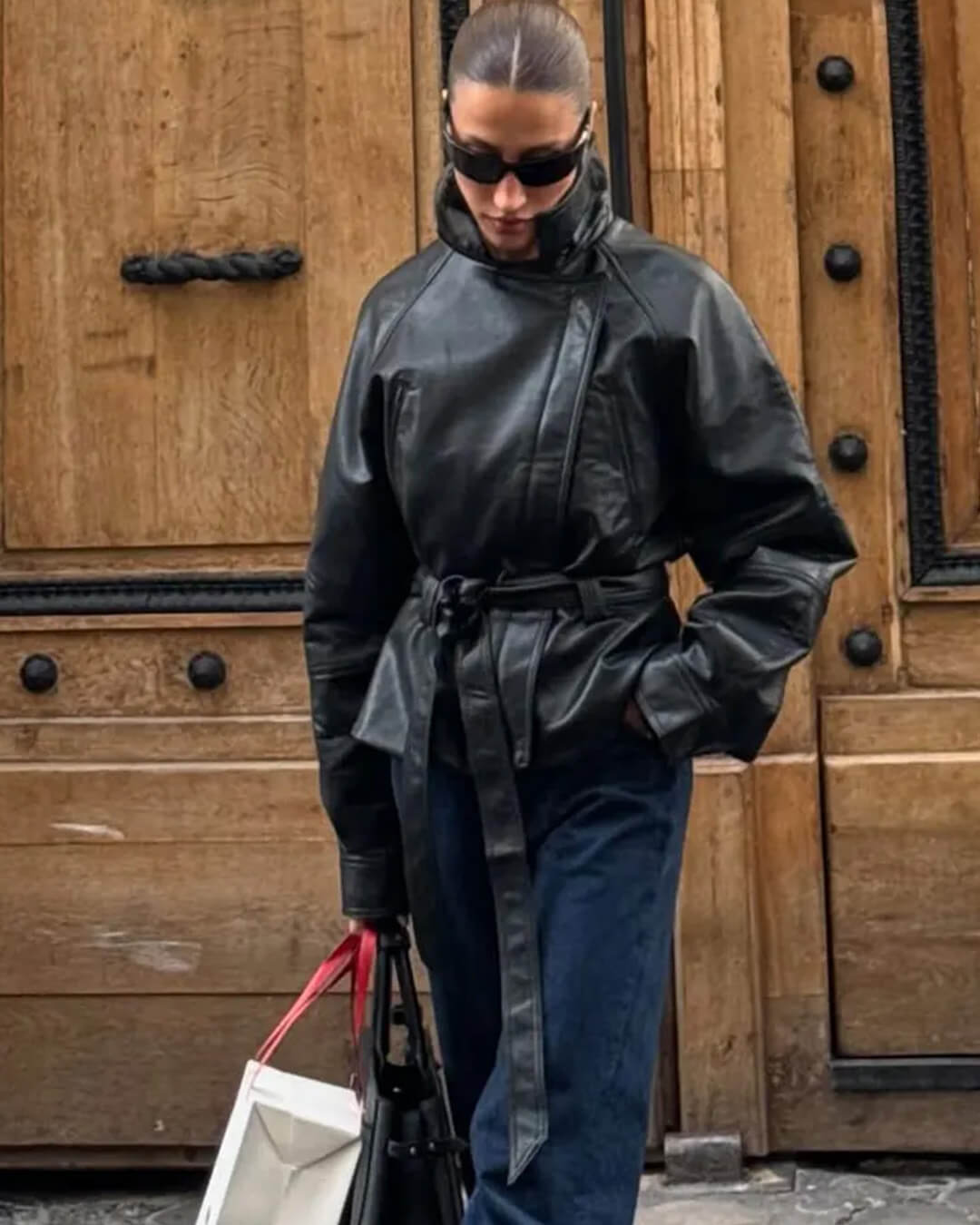 Maggie Faux Leather Motorcycle Jacket - Women's Fall and Winter Outerwear