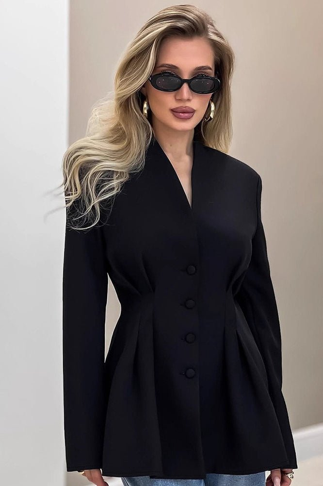 Margarita Pleated Blazer - Women's Fall and Winter Outerwear - Image 2
