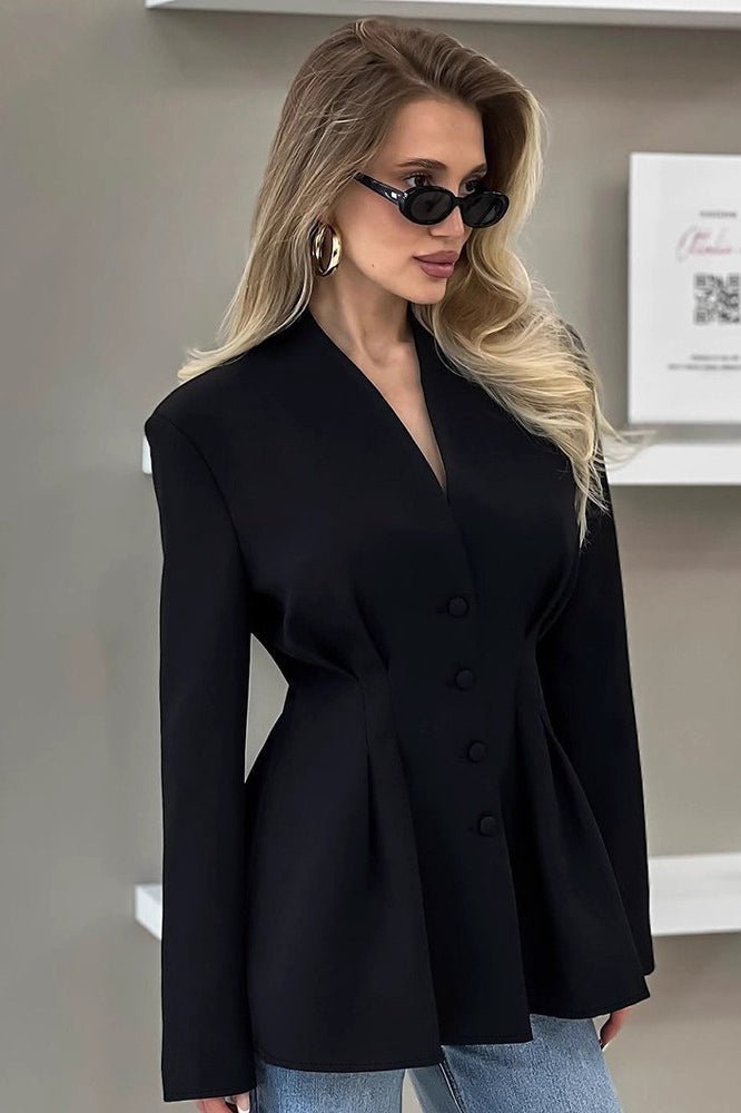 Margarita Pleated Blazer - Women's Fall and Winter Outerwear - Image 3