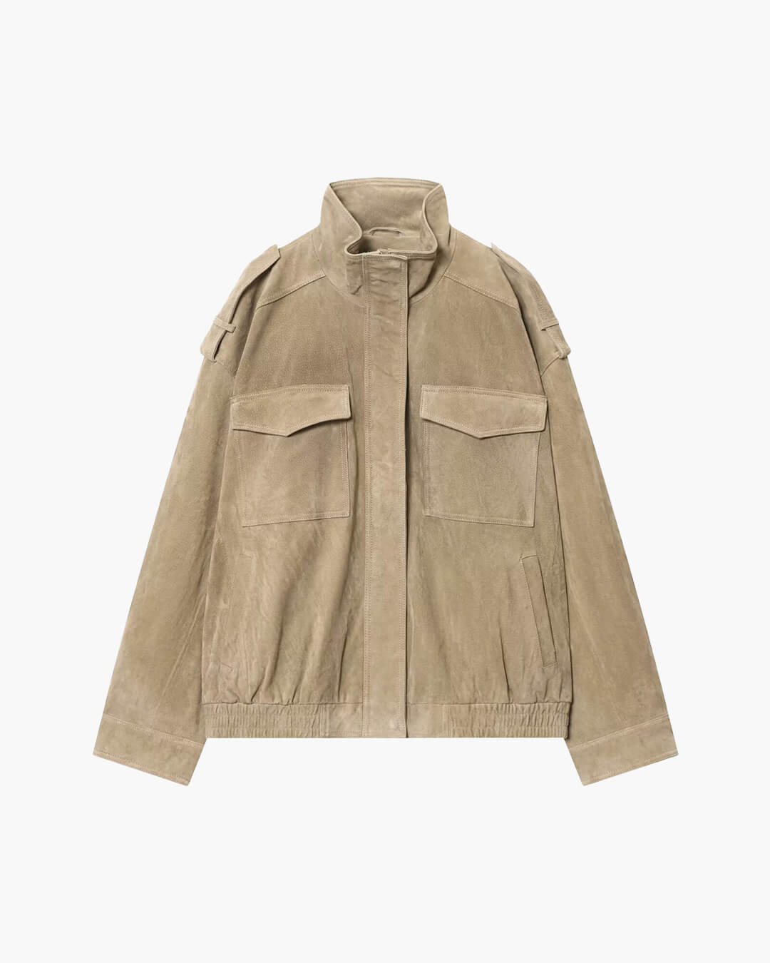 Marianne High Neck Suede Pocket Jacket - Women's Fall and Winter Outerwear - Image 10