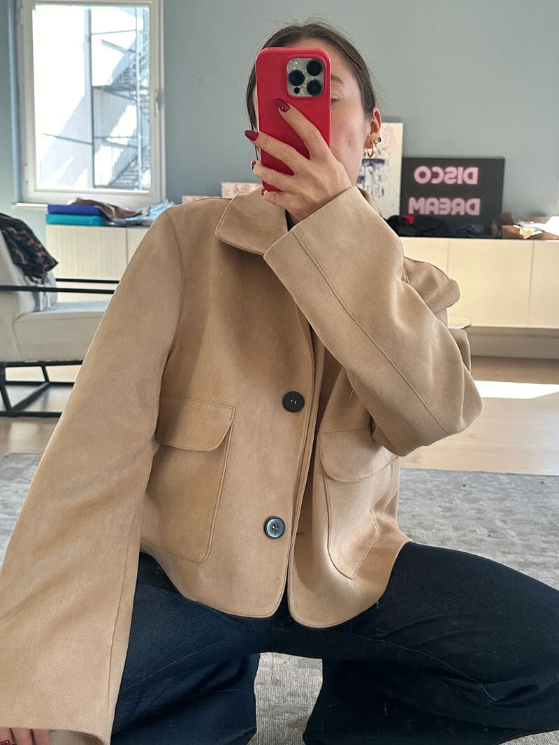 Marissa Faux Suede Jacket - Women's Fall and Winter Outerwear - Image 3