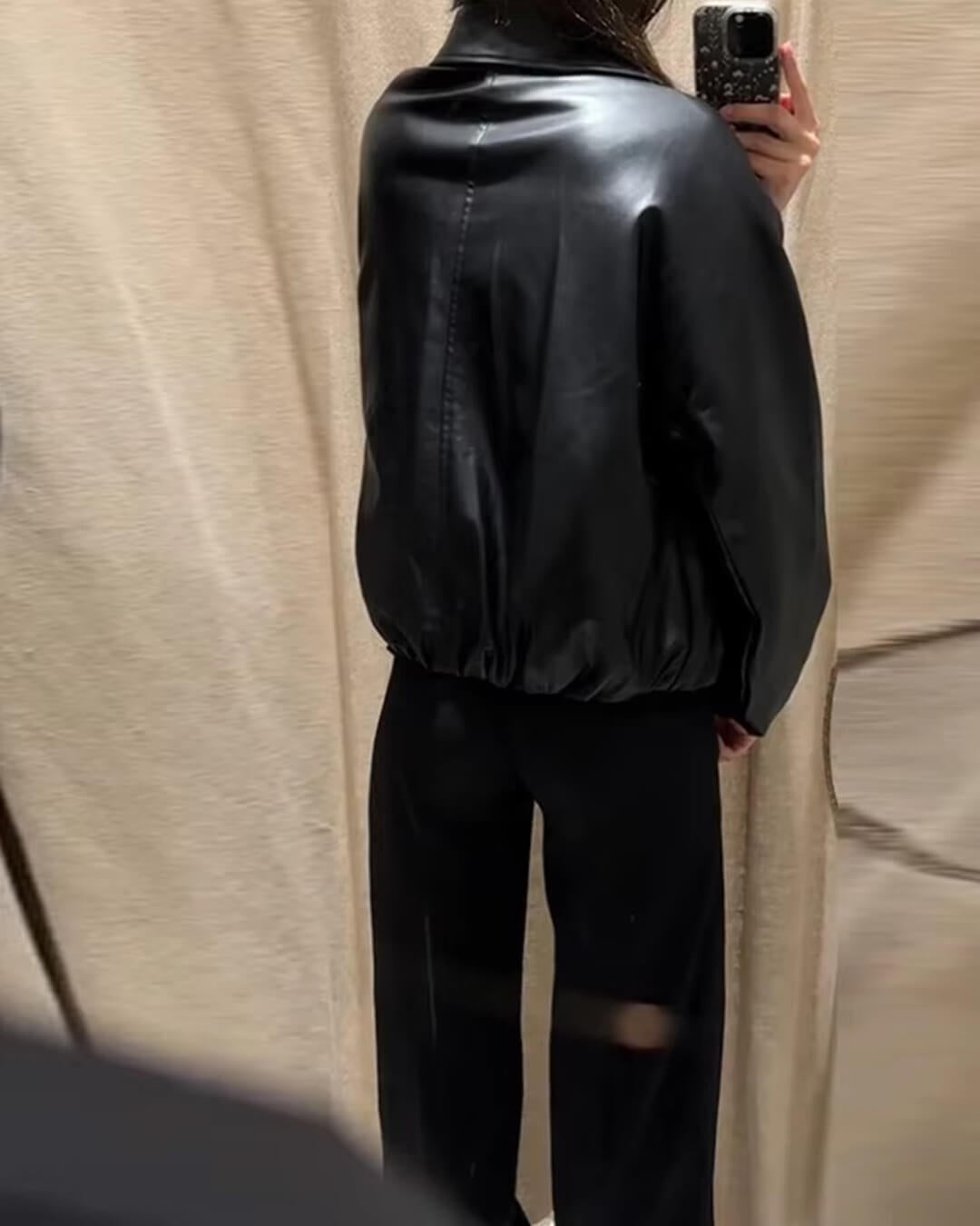 Marivic Zip Up Faux Leather Jacket - Women's Fall and Winter Outerwear - Image 10