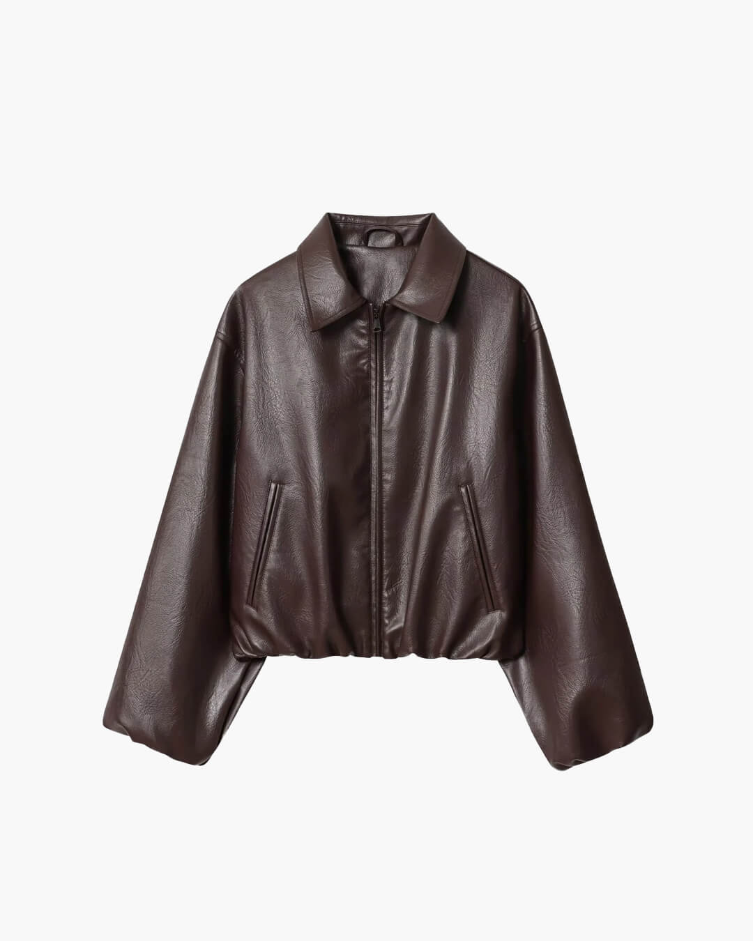 Marivic Zip Up Faux Leather Jacket - Women's Fall and Winter Outerwear