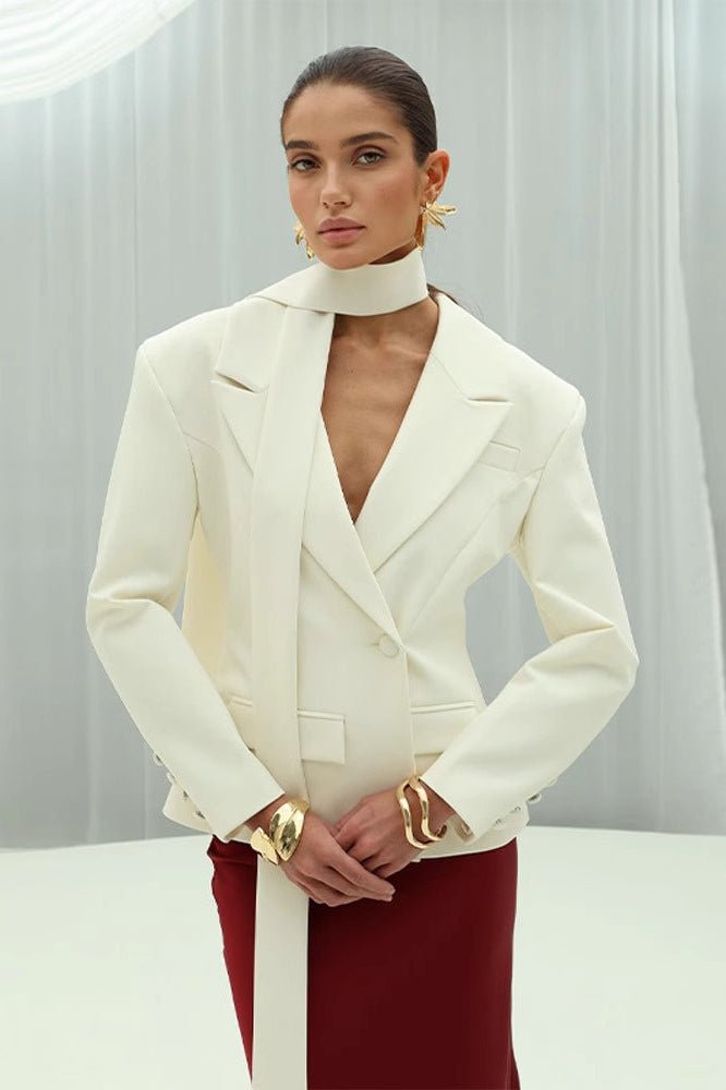 Maxine Scarf-Collar Blazer - Women's Fall and Winter Outerwear - Image 2