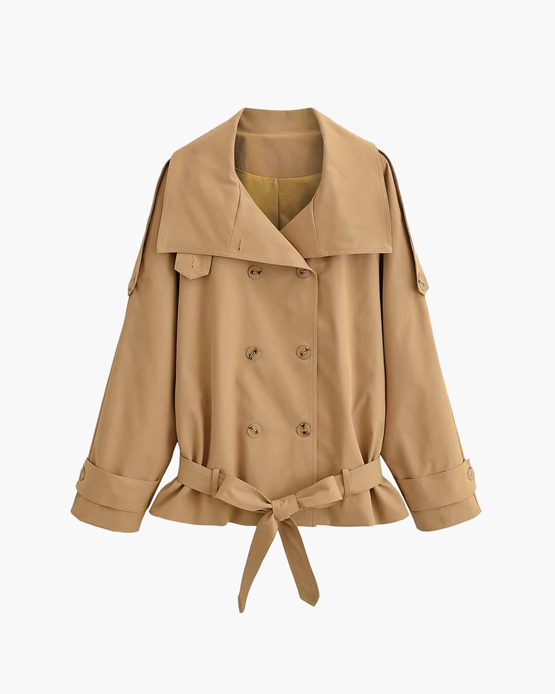 Melanie Stand Up Collar Short Trench Coat - Women's Fall and Winter Outerwear