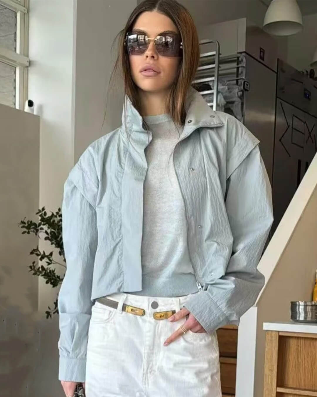 Melisande High Collar Cropped Jacket - Women's Fall and Winter Outerwear