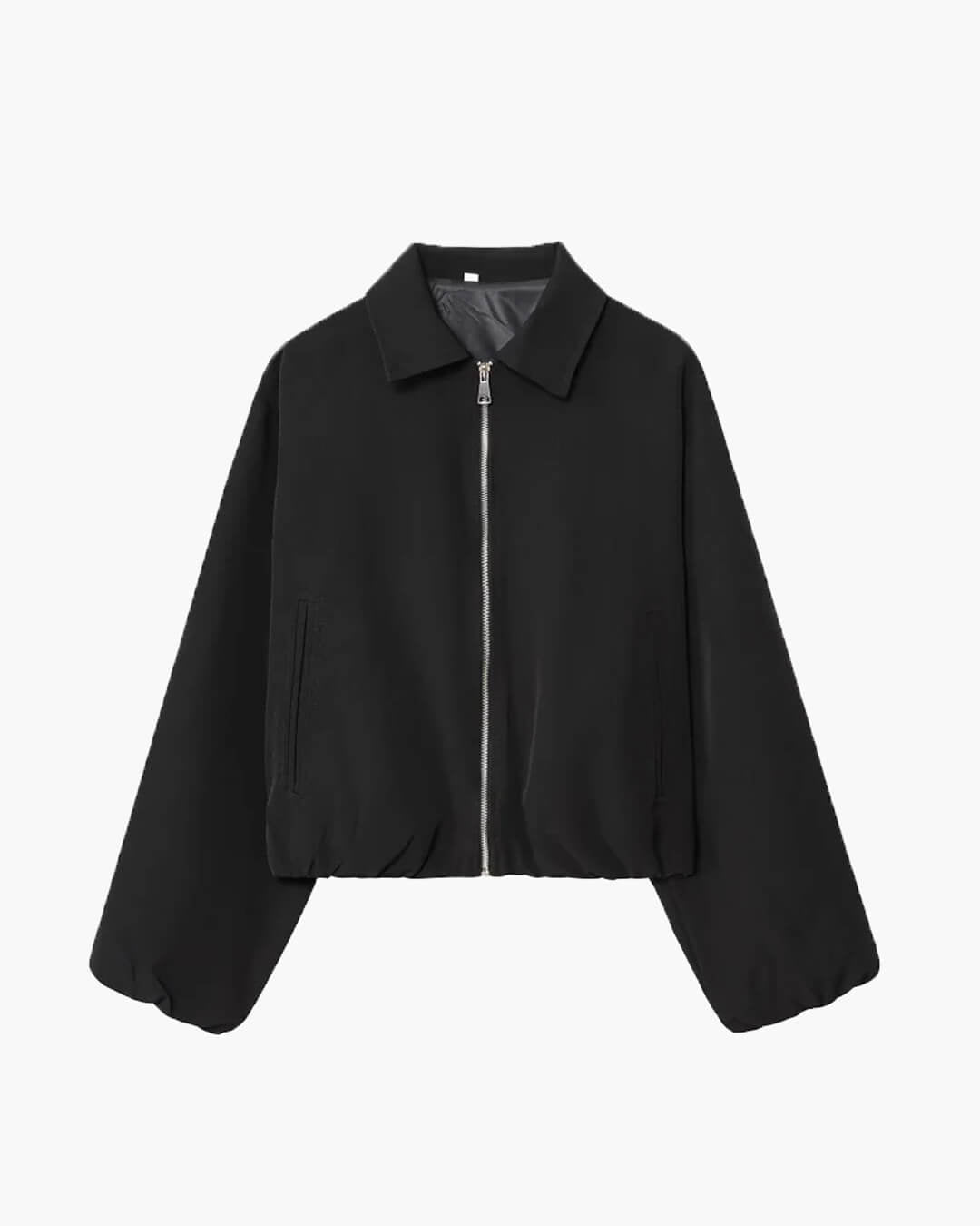 Midori Puff Sleeve Bomber Jacket - Women's Fall and Winter Outerwear - Image 3
