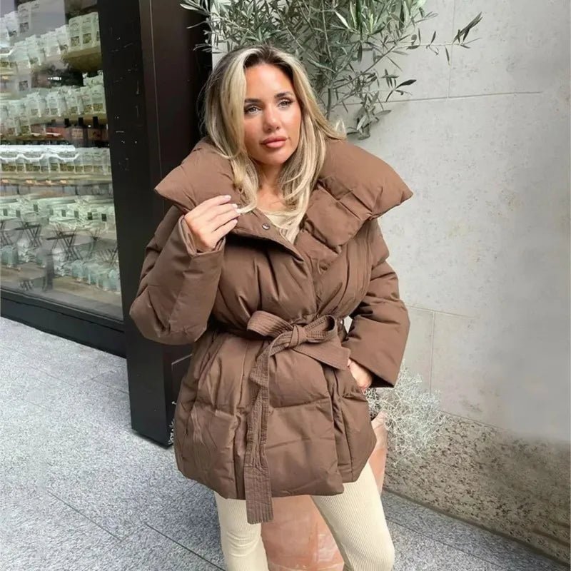 Aemilia Women's Puffer Jacket - Loose Fit Stand Collar Cotton Winter Outerwear - Image 6