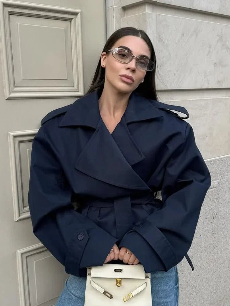 Molly Belted Cropped Trench Coat - Women's Fall and Winter Outerwear