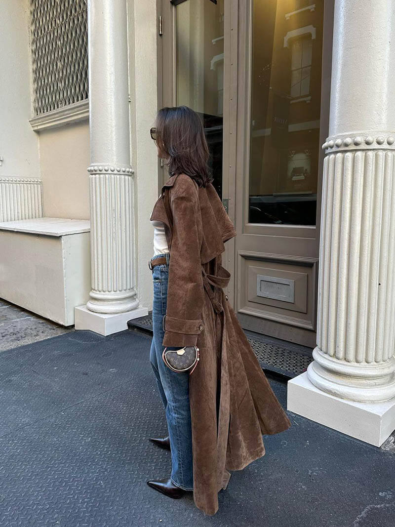 Molly faux suede Trenchcoat - Women's Fall and Winter Outerwear - Image 4