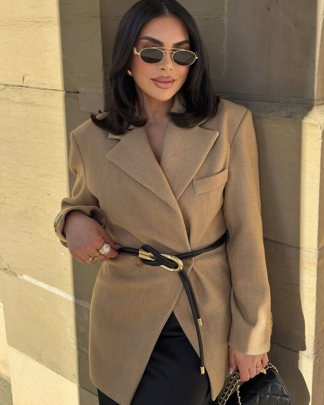 Myrna Notch Lapel Cinched Blazer - Women's Fall and Winter Outerwear