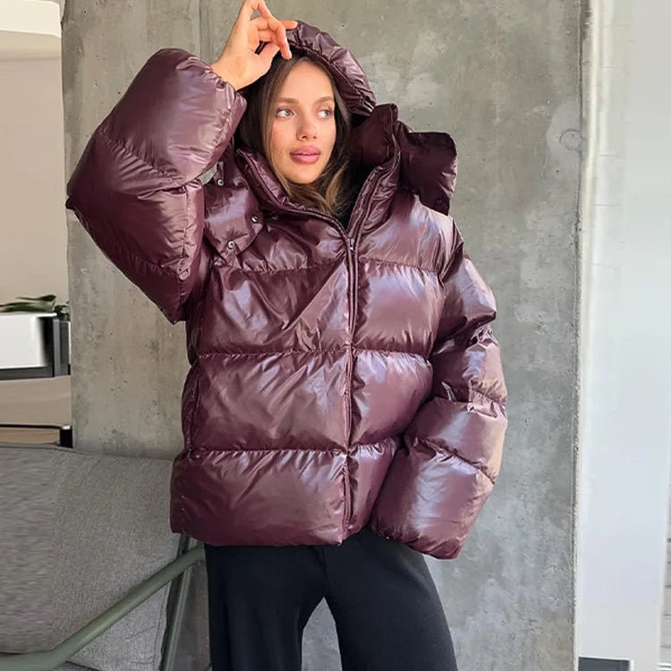Nica Women's Hooded Puffer Jacket - Cotton Winter Coat with Hood