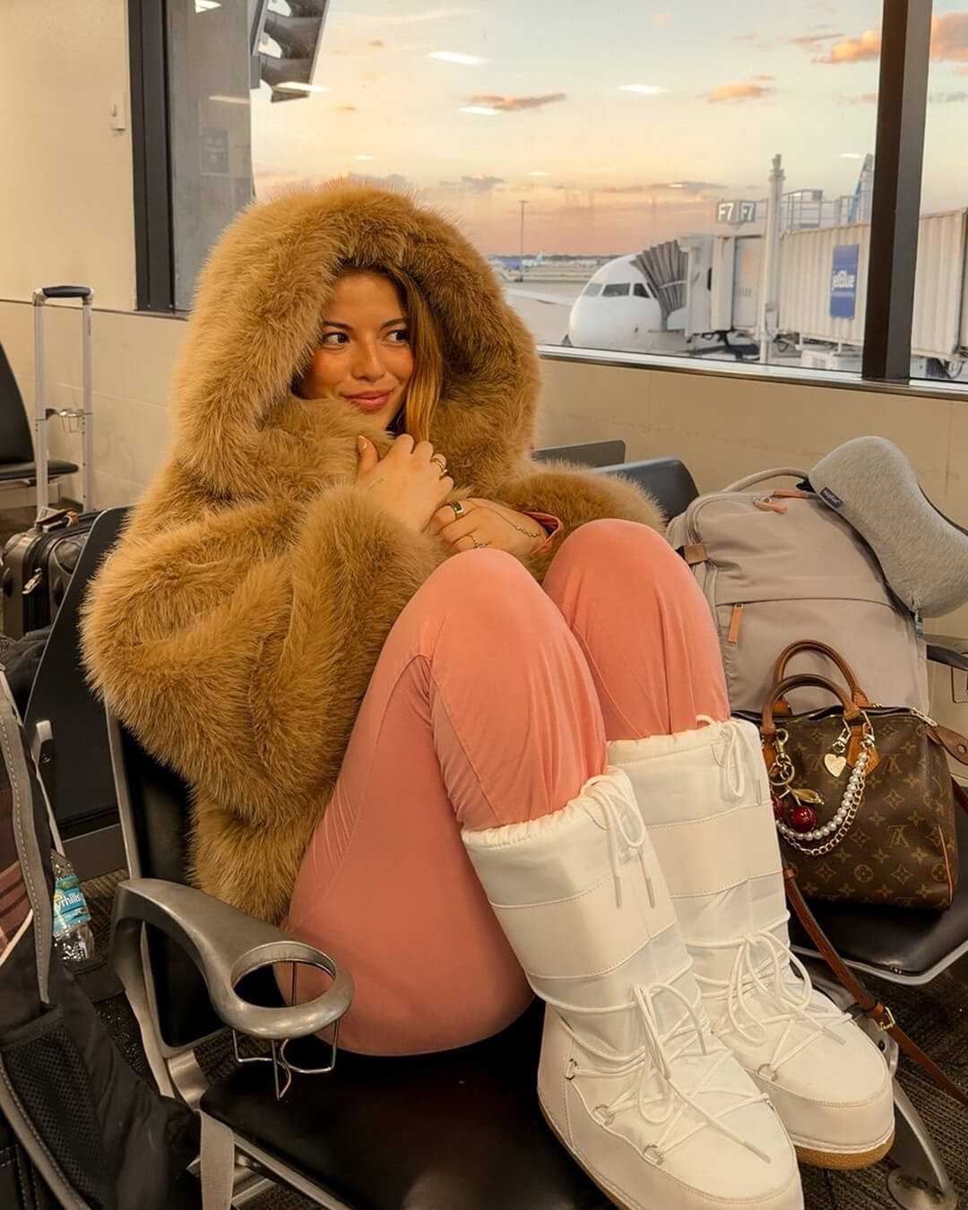 Nicki Hooded Faux Fur Coat - Women's Fall and Winter Outerwear - Image 2